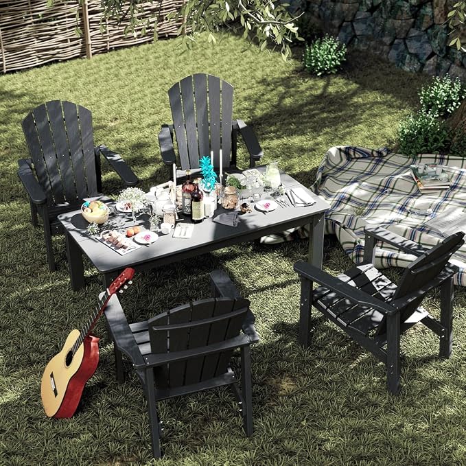 nevilywood Adirondack Coffee Table,HDPE All-Weather Wood Grain,Patio, Garden, Backyard,Gray