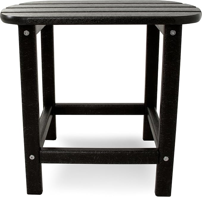 POLYWOOD GNB48BL Vineyard 48" Bench, Black & SBT18BL South Beach 18" Outdoor Side Table, Black