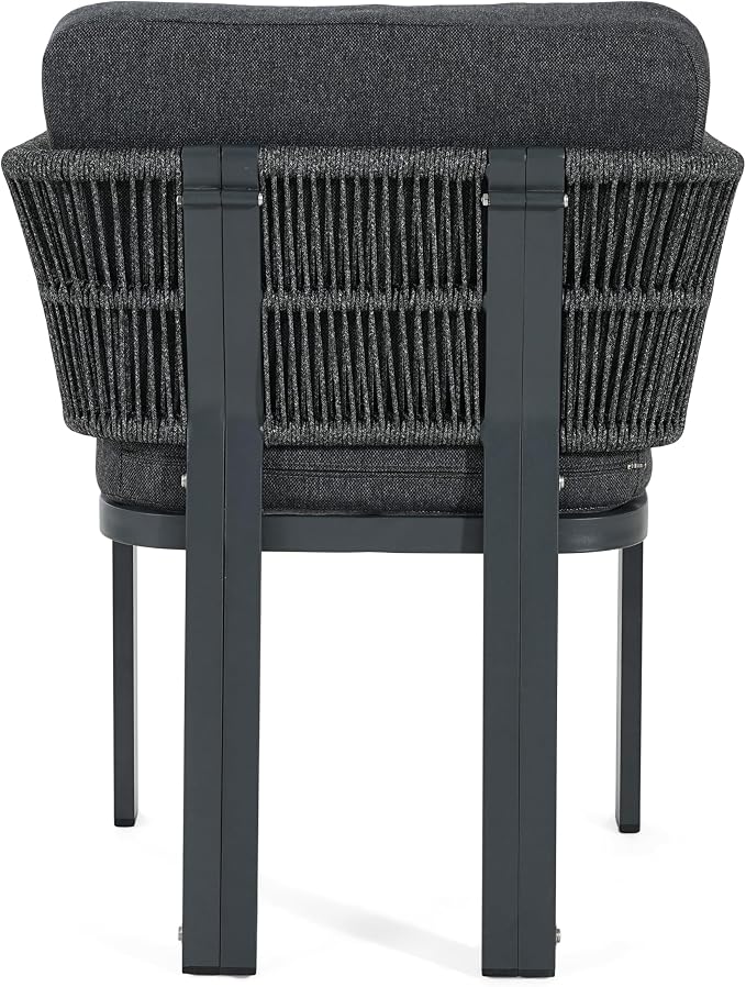 Christopher Knight Home Tamken Acacia Wood Outdoor Dining Set for 6, 7 Piece Patio Dining Table and Chair Set, Metal Outdoor Dining Armchair and Table Set with Removable Cushion, Black+Grey+Teak