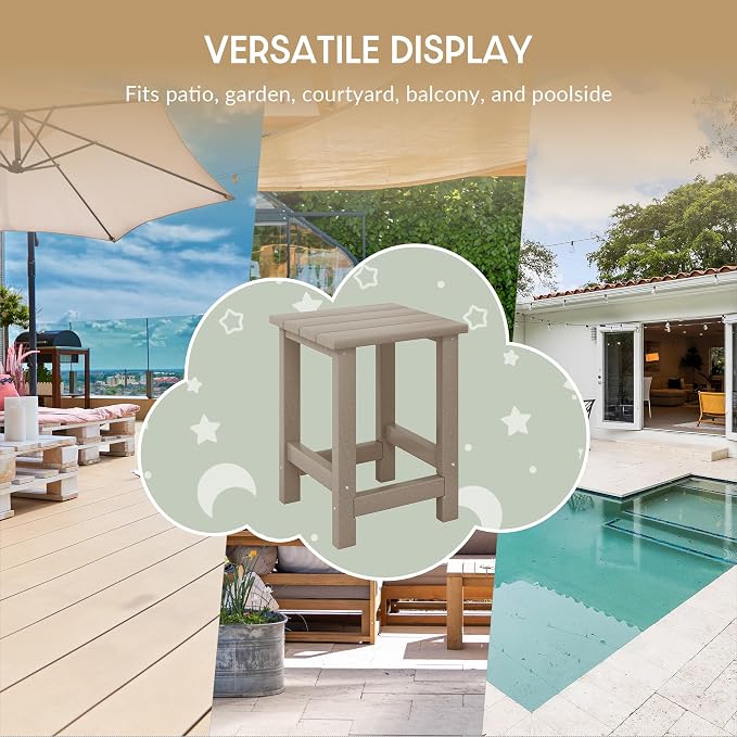 WestinTrends Malibu Kids Outdoor Patio Furniture HDPE Adirondack Square Side Table, Weathered Wood