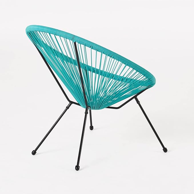 Christopher Knight Home Outdoor Hammock Weave Chair with Steel Frame (Set of 4) - Teal and Black