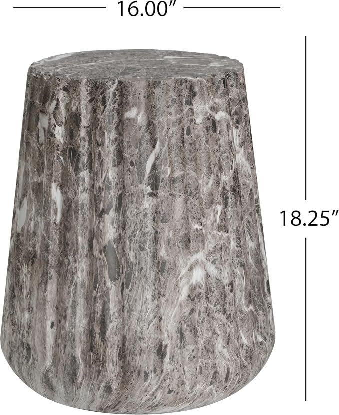 Outdoor Side Table 16" Geometric Shape Concrete Side Table, Patio Tables for Outside Decorative Garden Stools, No Assembly Accent Table for Patio Porch Living Room, Grey