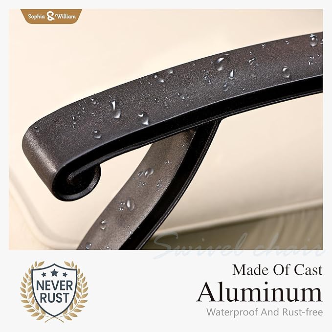 Sophia & William 7pc Outdoor Dining Set, Cast Aluminium | cast aluminum,Powder-Coating,waterproof rust proof,umbrella hole 2.2"