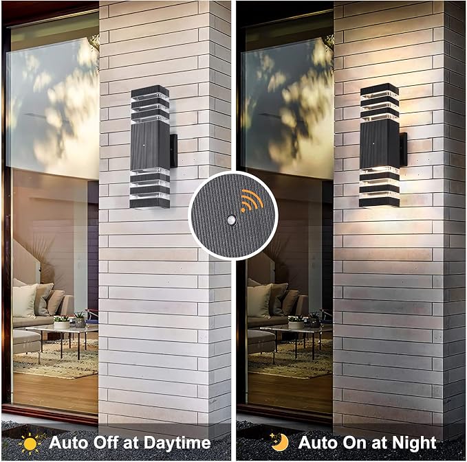 Dusk to Dawn Outdoor Lighting 4 Pack, 3000K Warm White Porch Lights Outdoor for Patio Waterproof Exterior Light Fixture Sconce for House Hallway Garden Corridor