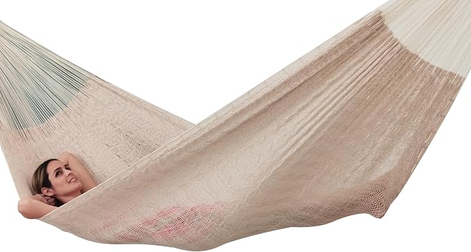 Traditional Mayan Hammock - Hammock Made with Thick Cotton Thread (Natural, Small)