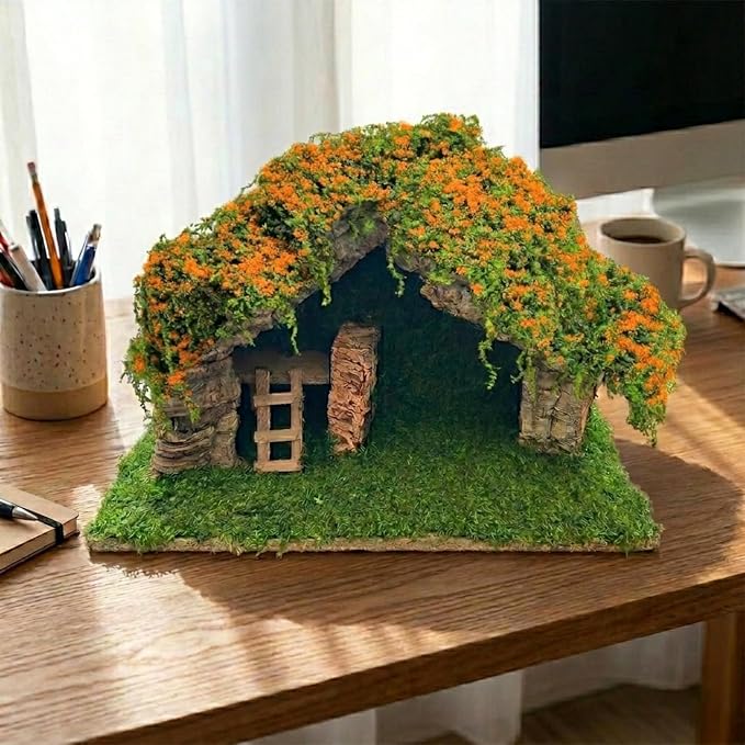 Realistic Miniature Vines - Hanging Moss Scenery for Diorama Supplies & Model Building - Mini Miniature Plants for Rainforest, Dollhouse, Fairy Gardens, Crafts DIY, Tabletop Wargaming (Orange)