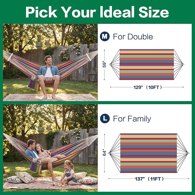 GAFETE Double Hammock for Outside with Tree Straps, Replacement for Stand（Classic Red, Medium）