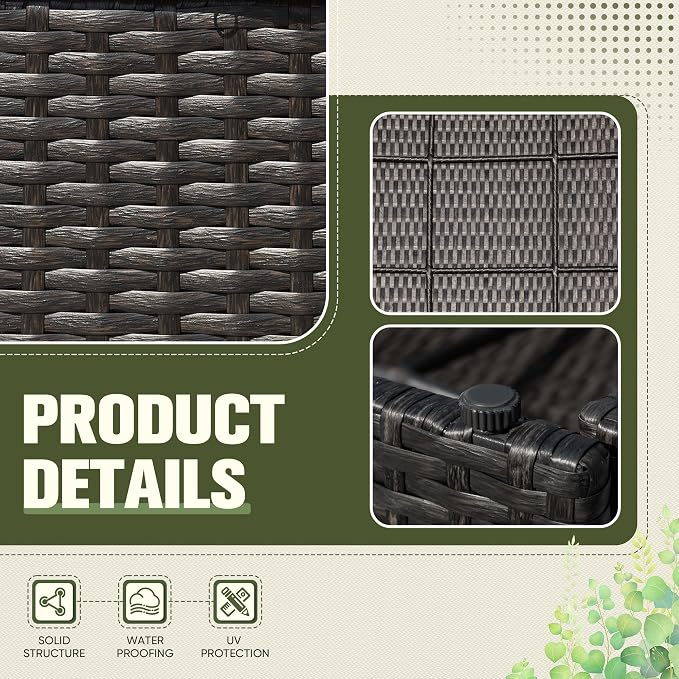 Greesum 2 Piece Patio Conversation Set Wicker Rattan Furniture Outdoor Sofa with Cushions,Pillows for Porch,Lawn and Yard, Blue