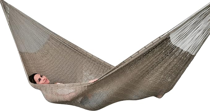 Traditional Mayan Hammock - Hammock Made with Thick Cotton Thread (Gray, Medium)
