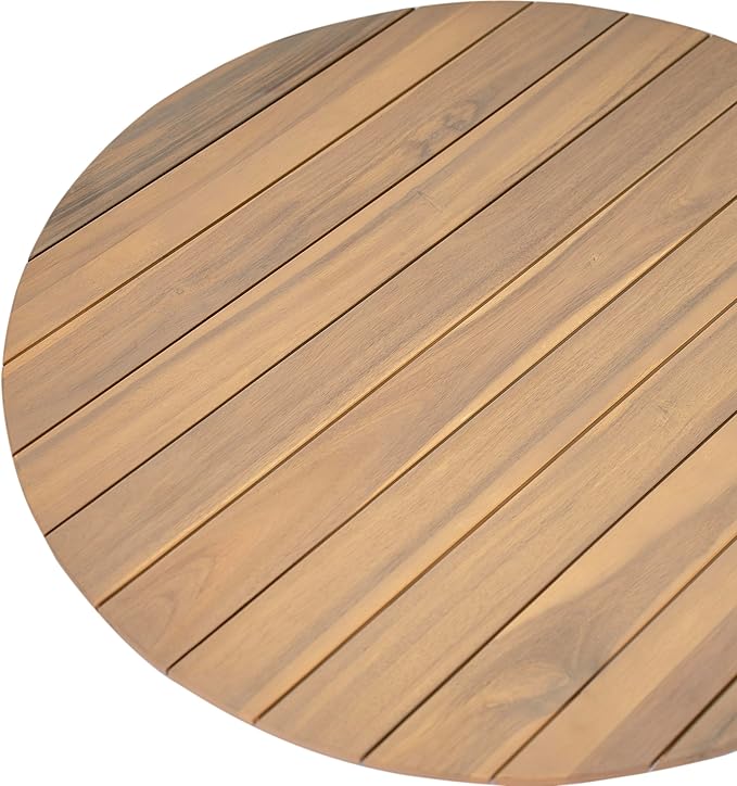 Outdoor Patio Round Acacia Wood Coffee Table, Natural Finish Wood