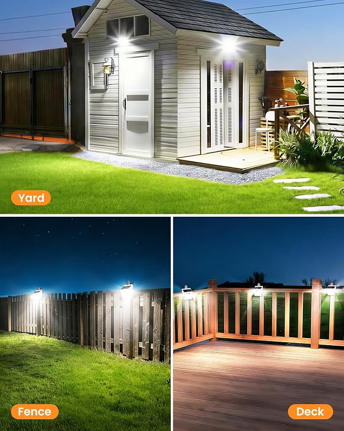 Clip On Solar Lights Outdoor,Motion Sensor Outdoor Lights, 72LEDs 600LM Clip on Solar Fence Lights Outdoor Waterproof LED,Solar Lights for Wall Fence,Deck, Gutter,Camping (2, White)