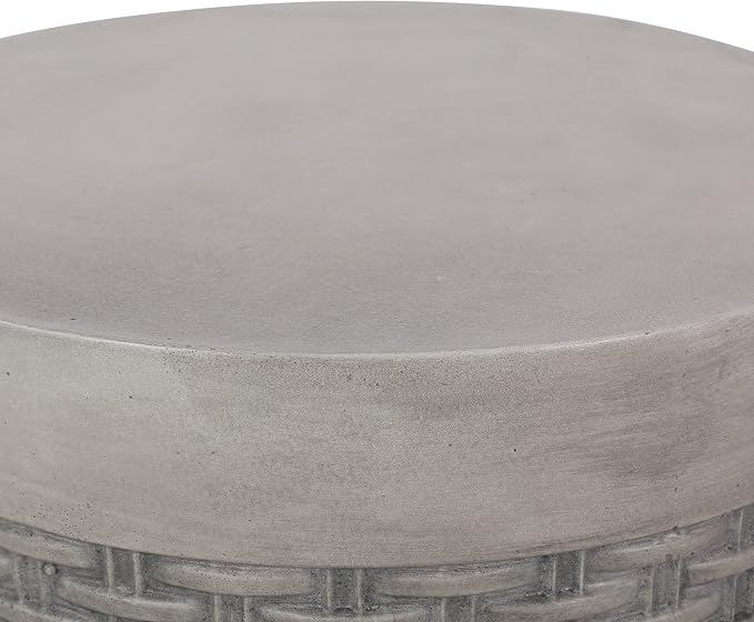 Outdoor Side Table 15.75" Cylindrical Shape Lightweight Concrete-Look Outdoor Indoor Accent Table Decorative Garden Stools, for Patio Porch Living Room, Dark Grey