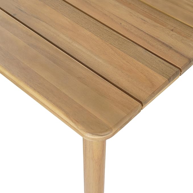 Christopher Knight Home Kegy 67" Patio Acacia Wood Dining Table with Slatted Tabletop, Outdoor Farmhouse Rectangular Dining Room Table for 6 Persons, Outdoor Dining Table for Backyard, Light Teak