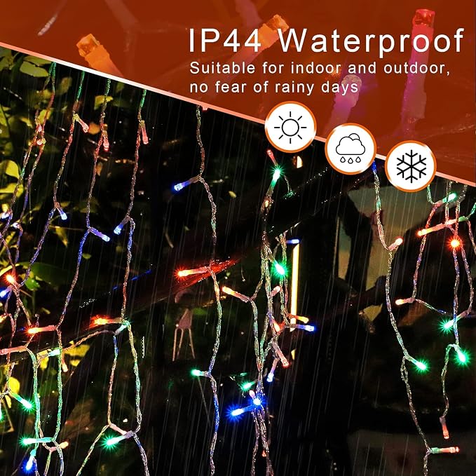 (New) Outdoor Christmas Lights, Christmas Decorations, 320 LED String Lights with 12" Star Topper, 8 Light Modes Waterproof for Outdoor Christmas Tree, New Year, Yard, Holiday Decor (Multicolor)