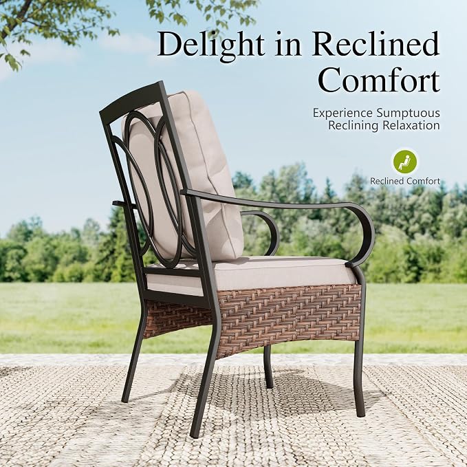 Sophia & William Metal Outdoor Dining Set for 8 Patio Outdoor Table and Chairs with 57.5” Large Square Dining Table(1.9" Umbrella Hole) & 8 Heavy-Duty Padded Outdoor Chairs, Deck Lawn Furniture Set