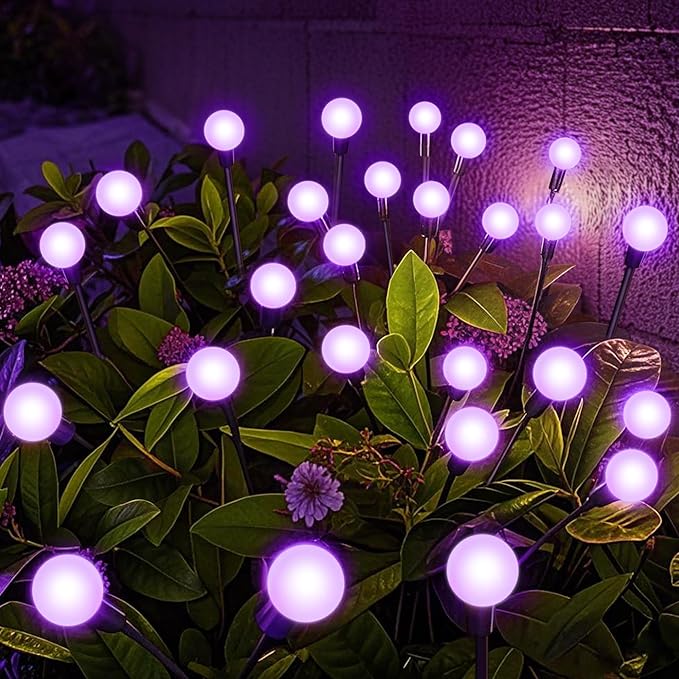 NBQQ Solar Lights Outdoor Waterproof 2 Pack of 12 LEDs Unique Gifts Women | Purple Swaying Solar Lights Outdoor for Yard Pathway Patio, Swaying Lawn Decor as Gardening Gifts for Women Holiday