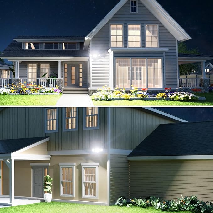 Onforu 80W Dusk to Dawn Outdoor Lighting,8000LM Black Flood Lights Outdoor,IP65 Waterproof Exterior Security LED Light,3 Adjustable Heads Photocell Light Fixture,6500K Floodlight for Garage,Patio,Yard