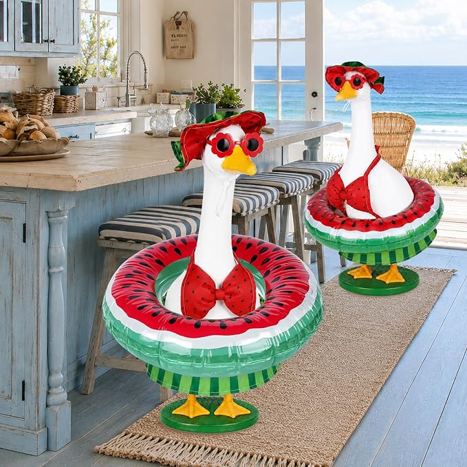 Summer Bikini Goose Outfits Hawaiian Porch Goose Outfits Fit 23inch Cemment Goose Statue Bikini Goose Clothes for Outdoor Garden Yard Decor