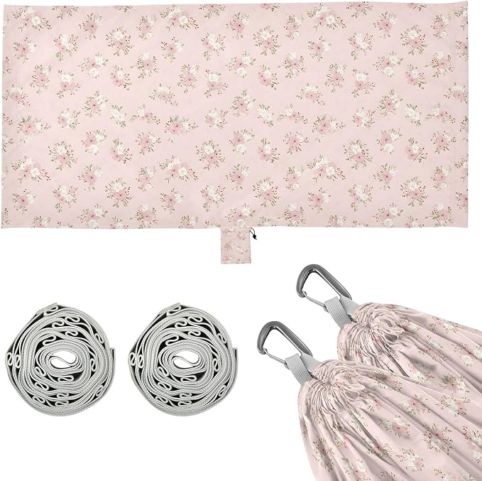Camping Hammock Outdoor Hammocks for Outside Pink Floral Vintage Beach Trees Portable Lightweight with Pockets Tree Straps Indoor