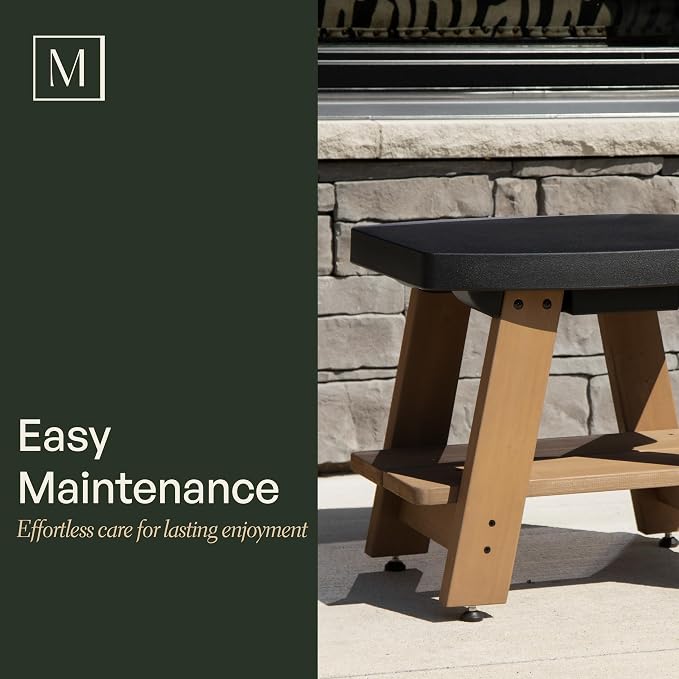 Mayne Mesa Weather Resistant 2-Tier End Table with Built-in UV Inhibitors, Easy Assemble Patio Furniture, Outdoor Furniture for Patio, Porch, Backyard