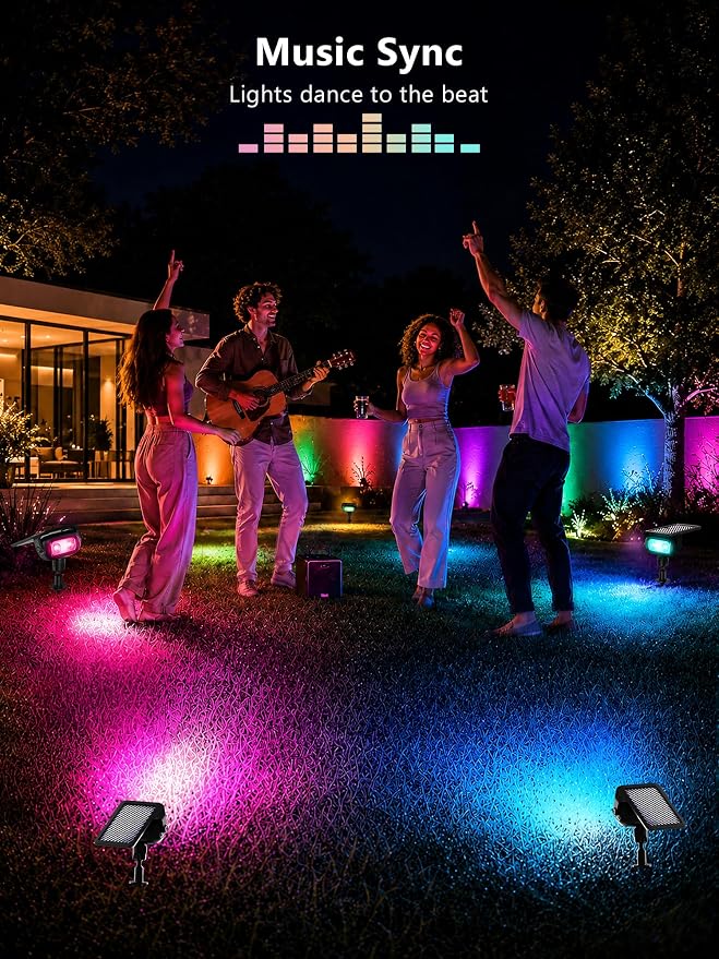 Brizled Smart Solar Spot Lights Outdoor LED Color Changing Landscape Lights | App Control; RGB/ Warm / Cool White Solar Uplights & Landscape Spotlight for Halloween Yard Tree Garden House Exterior