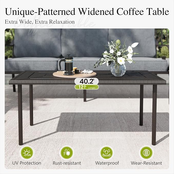 Sophia & William Patio Conversation Set for 7, 3-Seater Sofa, 2 Fixed Chairs, 2 Swivel Chairs and a Coffee Table, Metal Outdoor Furniture with 5.75" Extra Thick Cushions, Grey