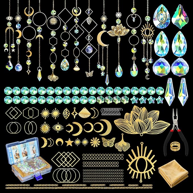 Beanewone DIY Suncatchers, 300pcs Sun Catchers Making Supplies Kit Art and Crafts for Indoor Window Home Wedding Garden Christmas Decor
