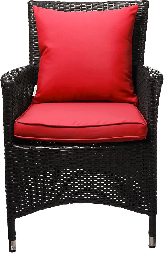 Modway Convene Wicker Rattan Outdoor Patio Dining Armchair With Cushion in Espresso Red