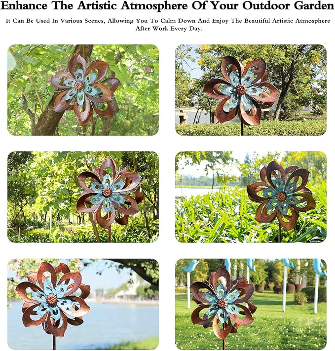 Pure Echo Garden Wind Spinner, 84"H Large Metal Wind Spinners Outdoor Decor | Windmill for Yard Kinetic Art Ornament Wind Sculpture with Stake, Spin Smoothly Easy Assembly, Classic Gift Choice for Family