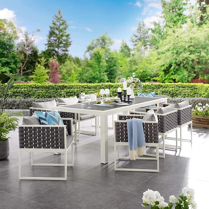 Modway Stance Outdoor Patio Woven Rope 9-Piece Dining Furniture Set