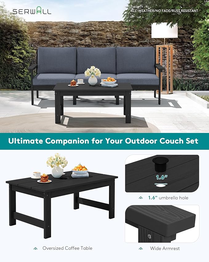 SERWALL HDPE Outdoor Couch with Coffee Table