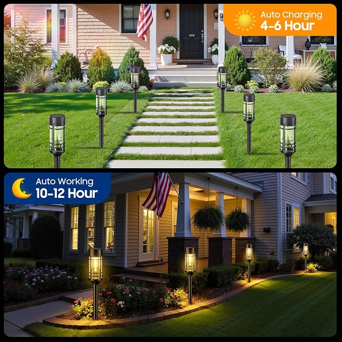 LETMY Solar Pathway Lights Outdoor, 4 Pack Solar Lights Outdoor Waterproof IP65, Bright Garden Light for Yard Walkway Driveway Landscape Garden Decor