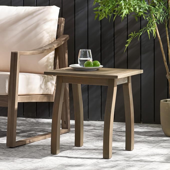 Patio Dining Table, Square, Acacia Wood, Grey