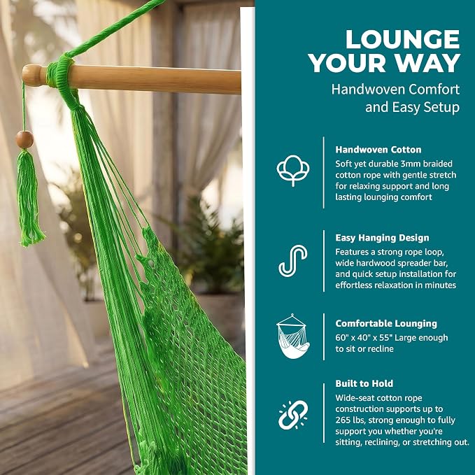 Blissliving Home BHC-412LG Island Rope Chair, Supports up to 265 lbs, Light Green