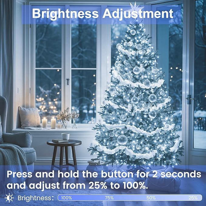 100 LED Connectable String Lights, 33FT Christmas Lights Outdoor Indoor | Cool White, 13 Modes, Timer, Clear Wire Waterproof Twinkle Fairy Lights Plug in for Bedroom Classroom Patio Xmas Tree Decor