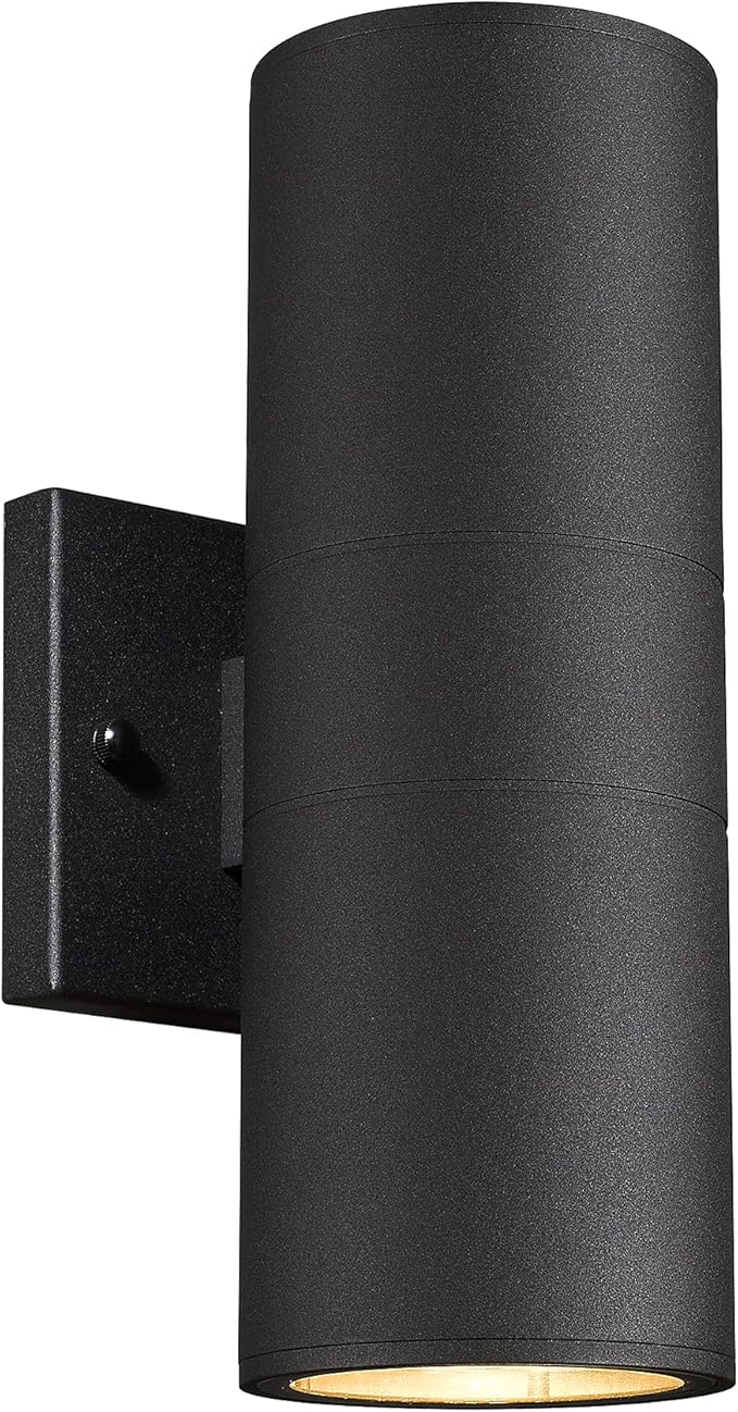 Ken & Ricky Cylinder Outdoor Wall Sconce Lights,Up and Down, Black, 1 Pack | Aluminum Waterproof Outdoor Wall light,No Glare,Exterior Lighting Fixtures,E26 Base，For Porch House Garage Front Door Patio