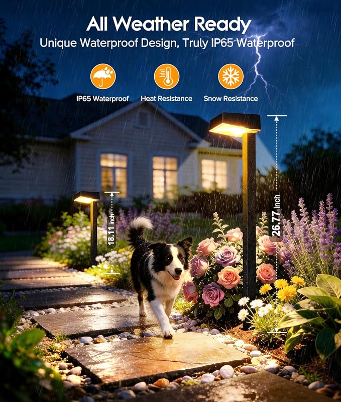 ELECLINK Solar Pathway Lights Outdoor, 6 Pack Garden Lights Solar Powered Path Lights with Larger LED Lens, 2 Light Modes Waterproof Outdoor Solar Light for Yard Driveway Walkway Landscape, Warm White