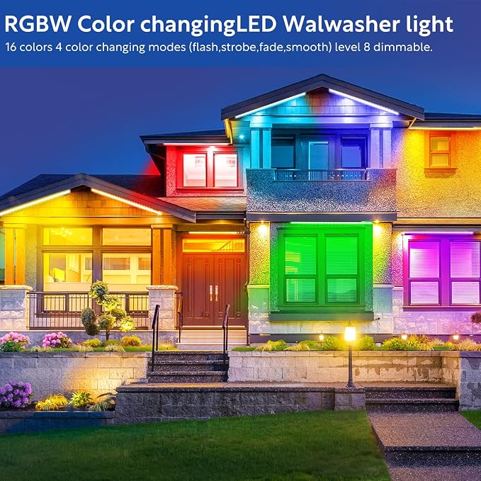 HNRLOY RGB Wall Washer Light Bar, 72W RGB Color Changing Landscape Wall Wash Lights, 47.2 Inch 120V Dimmable Stage RGB LED Light Bar for Hotel,Building,Christmas Garden Lighting