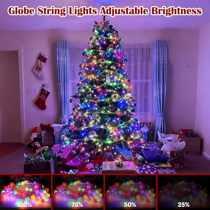33FT 100LED Christmas Globe Lights Plug in 8 Modes with Remote,Indoor Outdoor Christmas Fairy Lights for Bedroom Party Wedding Garden Christmas Tree Decor(Multicolor)