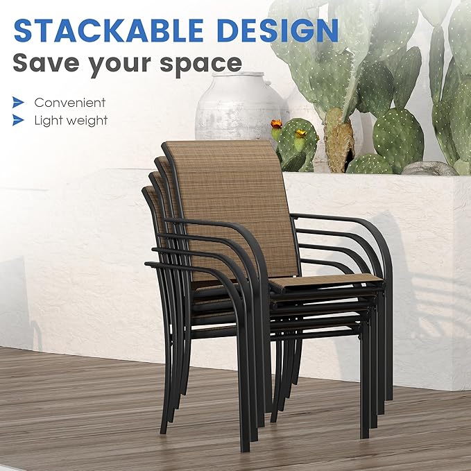 VICLLAX Patio Table and Chair Set of 4, All Weather Metal Round Outdoor Dining Furniture Set-40.6" Round Outdoor Table and Chairs, Black Tabletop