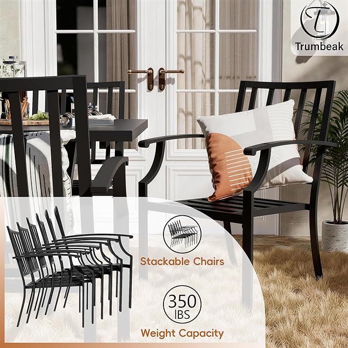 16-Piece Patio Dining Set Outdoor Conversation Set,Metal Outdoor Furniture Set with 2 Umbrella Hole Cut-Out 78.7" x 35.4" Tables and 14 Metal Backrest Chairs for Backyard,Garden,NavyBlue