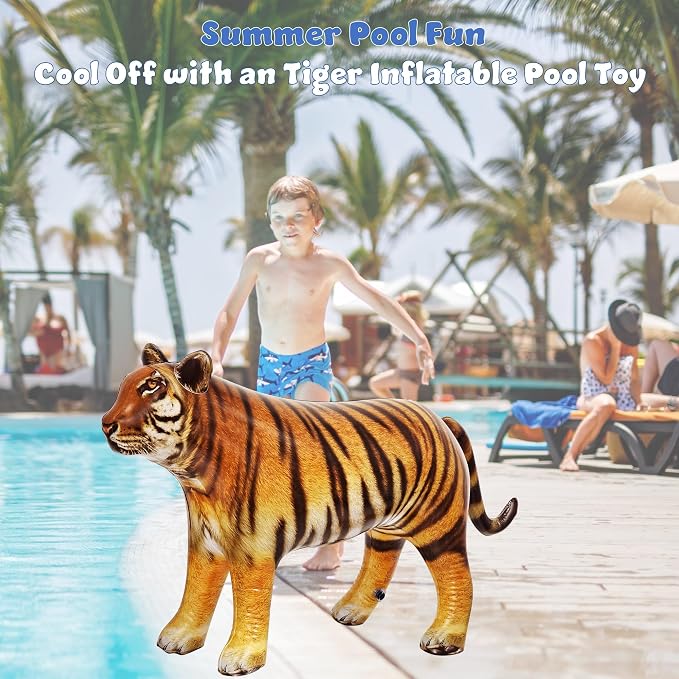 Jet Creations 40" Long Inflatable Tiger Toy, Orange-Yellow with Black Stripes, Realistic Jungle Animal Figure, Home Decor, Photo Prop, Thanksgiving Christmas Winter,Wildlife Safari Theme, 1 pc | Bold stripes, powerful stance and lifelike artwork captur...