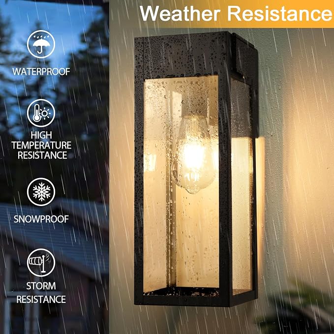 Large Porch Light with GFCI Outlet, 15 Inch Outdoor Light with Outlet Built-in, Waterproof Exterior Light Fixtures Wall Mount, Outside Lights for House Front Door Garage