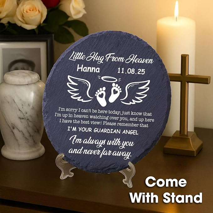 Personalized Miscarriage Garden Stone, Infant Loss Memorial Gift for Mother, Angel Baby Memorial Slate Plaque, Grieving Sympathy Gifts for Loss of Baby Remembrance Carried for a Moment