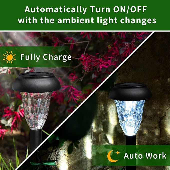 GIGALUMI 16 Pack Solar Light Outdoor Waterproof, Cool White Pathway Lights Solar Powered, Landscape Lighting, Garden Lights for Decor, Patio, Garden, Yard, Pathways, Walkway | Solar Powered Landscape Lighting, Solar Garden Light for Decor, Patio, Garde...