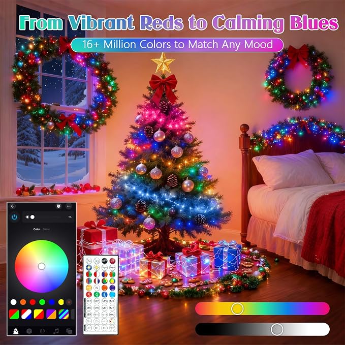 2025 New 138FT 400LED Smart Color Changing Christmas String Lights Outdoor App Control RGB LED String Lights with Remote & Timer, Waterproof Twinkle Christmas Tree Lights Indoor For Holiday Xmas Decor
