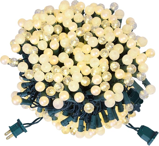 Globe String Lights, 300 LED Mix-Ball Fairy Lights Plug in UL Listed 100FT Christmas Tree Lights Christmas Outdoor Indoor Fairy Lights for Bedroom Tree Patio Party Garden Wedding, Warm White