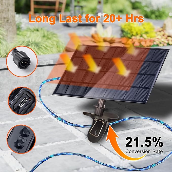 Stright Solar String Light for Outside 120FT with with USB Charging & Remote, Weatherproof Shatterproof LED S14 Bulb 50 Socket, Dimmable & Timable Solar Powered Patio Lights for Porch Backyard Garden