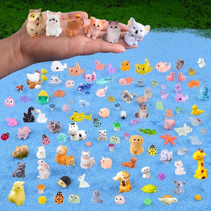 U-Zimikee 150 Pcs Mini Resin Animals Miniature Animal Figurines Small Tiny Animal Figures Bulk for Fairy Garden Décor Micro Landscape Ornaments Dollhouse Craft Accessories