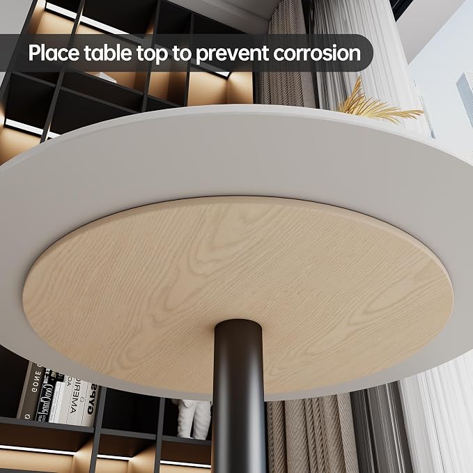 Round Table Top, 23.6” White Sintered Stone Tabletop, DIY Replacement & Cover Marble Desktop, Scratch & Wear Resistant, Easy to Clean, Suitable for Indoor & Outdoor